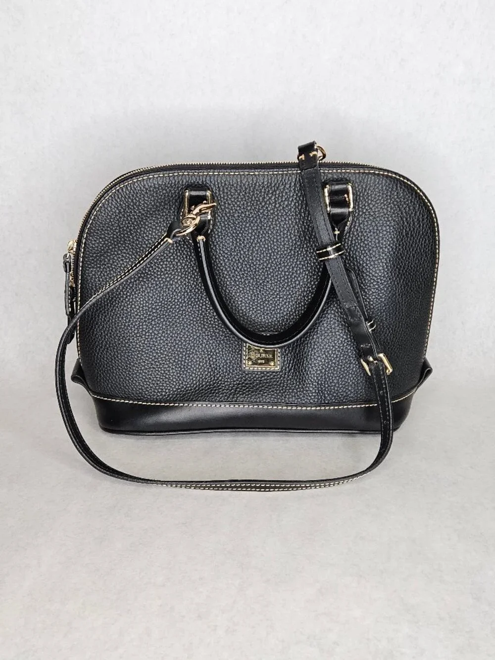 Dooney & Bourke Black Pebble Grain Satchel Tote Crossbody Handbag Purse